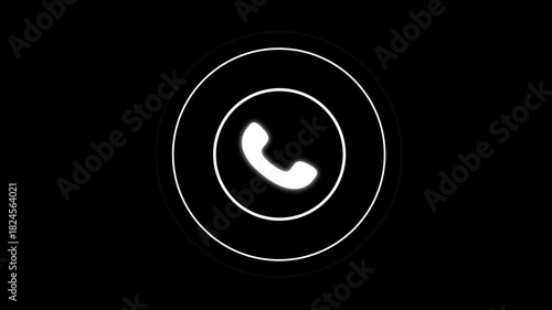 neon glowing call icon animation ,direct communication icon
