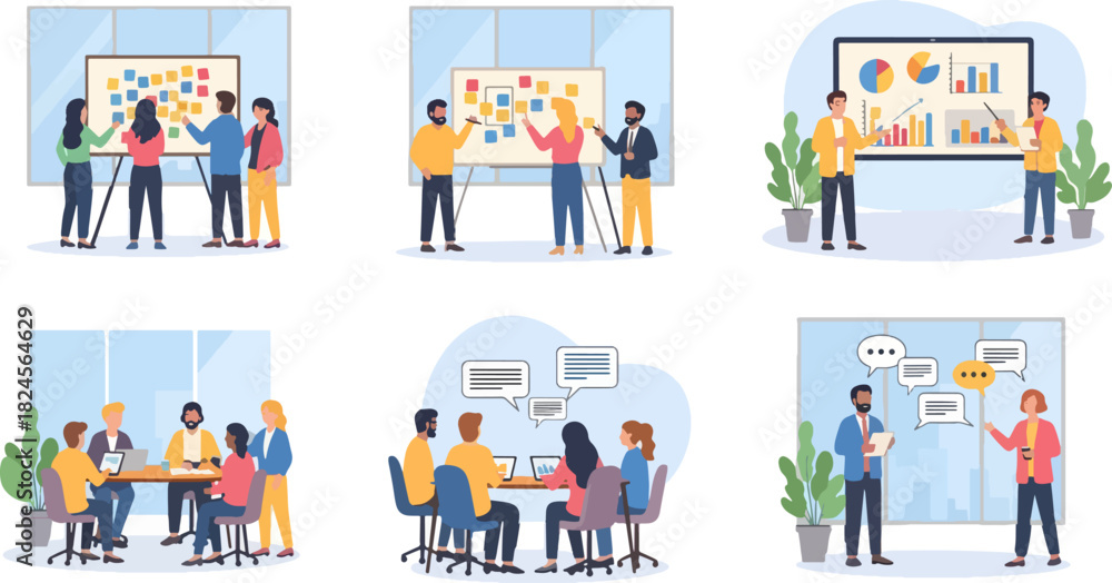 Fototapeta premium Group of Business People Presenting Data Analyzing Charts in Modern Office