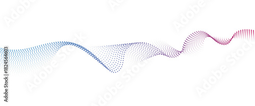 Flowing Dot Wave halftone gradient pattern on transparent background	
