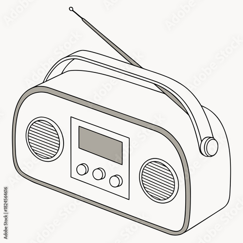 Modern portable radio with handle and digital screen modern radio digital radio