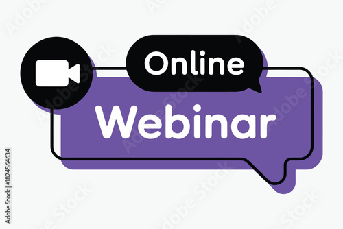 Online webinar button icon showing play symbol, vector design for live video streaming, online meetings, internet education, web conference, social media webinar, and e-learning platforms.