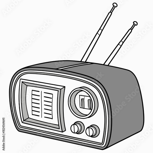 Retro radio with dual antennas and digital display vintage radio old radio