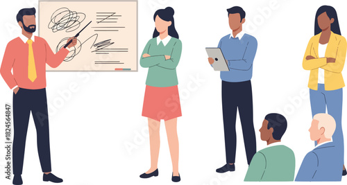 Business Presentation with Diverse Group of Professionals in Modern Office