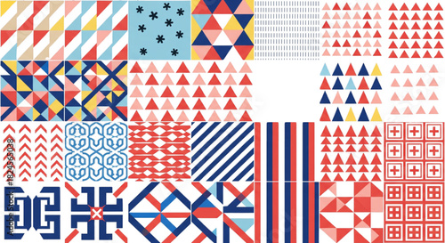 Vibrant Geometric Seamless Patterns for Textile Design Wrapping Paper Scrapbooking Digital Backgrounds