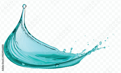 dynamic smooth liquid fresh water splash in different color and curve style isolated on white background 