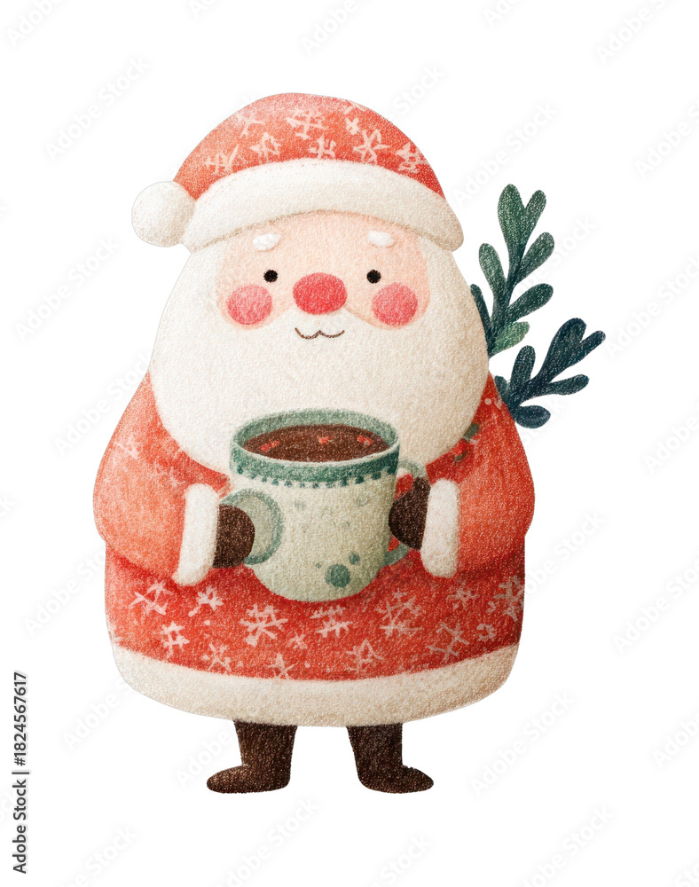 Fototapeta premium PNG Cozy Santa with cocoa