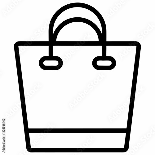 A minimalist line art illustration of a tote bag with two handles and a reinforced base.