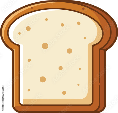 Slice of bread illustration cartoon style for breakfast and food