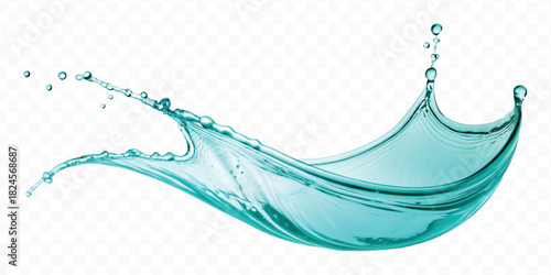 dynamic smooth liquid fresh water splash in different color and curve style isolated on white background 