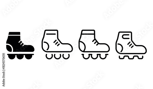 Minimalist line and fill  Style Roller Skate  vector Illustration. on white background
