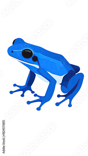 Vibrant blue poison dart frog illustration on white background.