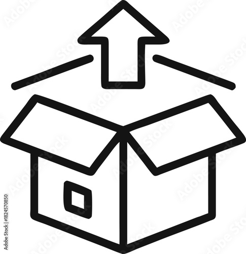 Open Box Icon with Upward Arrow package shipping