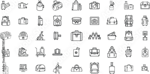 Various bottle and container doodle icons isolated on transparent background