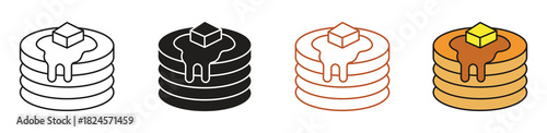 Breakfast pancakes with syrup and butter vector icon . Vector illustration.