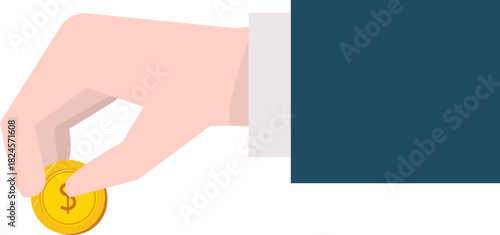 Hand dropping coin donation concept icon