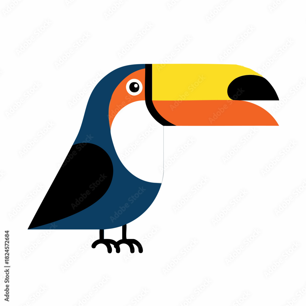 Obraz premium Stylized toucan bird with vibrant colors and geometric shapes.