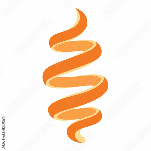 Vibrant orange peel spiraling elegantly on a clean white background.