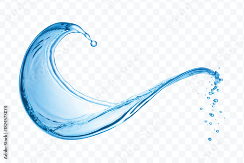 dynamic smooth liquid fresh water splash in different color and curve style isolated on white background 