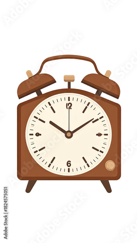 Vintage brown alarm clock with twin bells and classic design.