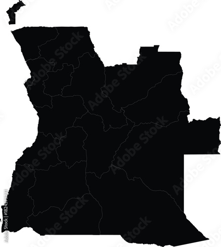 Detailed vector map of Angola with provinces and borders isolated on a white background for infographic and design use