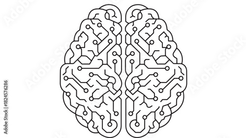 an illustration depicting a human brain composed of intricate circuit board pathways representing technology and neurological connections high quality professional detailed