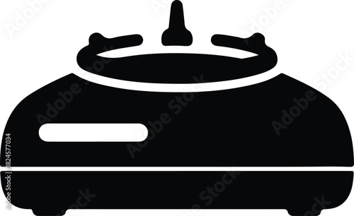 Illustration gas burner portable camping stove kitchen appliance silhouette vector