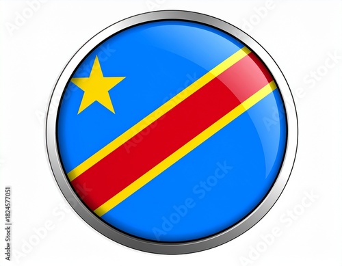 Free Download Democratic Republic of the Congo Flag Button on White Background - GFXLoad