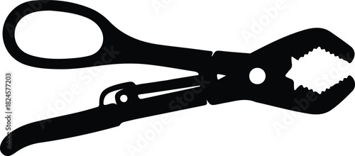 Illustration groove joint pliers hand tool black silhouette vector