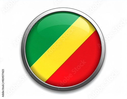 Free Download Republic of the Congo Flag Button on White Background - GFXLoad