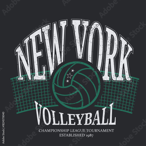 vintage retro sporty graphic. Volleyball sports college varsity type tee t-shirt design. hand drawing volleyball sketch. women's, girl's summer athletic tee print design.