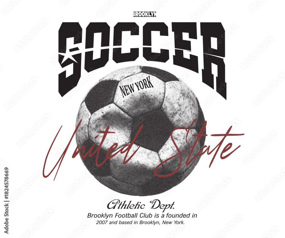 Obraz premium Soccer-football-new-york-brooklyn-vintage-grunge-football-t-shirt design