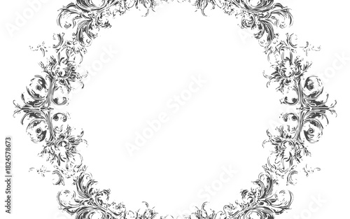 Grunge style floral ornament frame with antique decorative elements for artistic vintage layouts