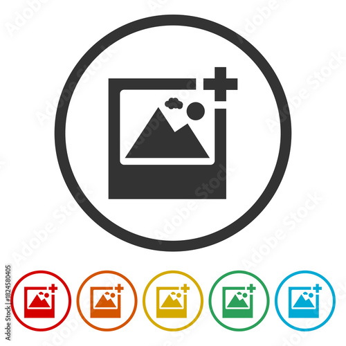 Add image icon. Set icons in color circle buttons