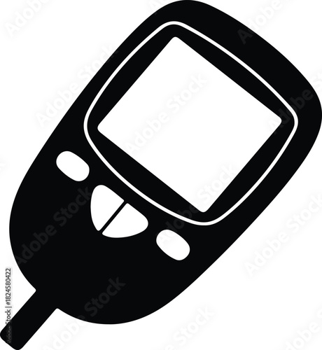 Illustration of a blood glucose meter medical device silhouette vector