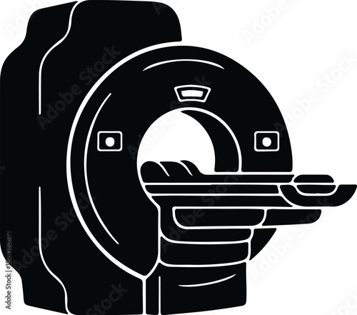 Illustration of a medical CT scanner diagnostic equipment silhouette vector