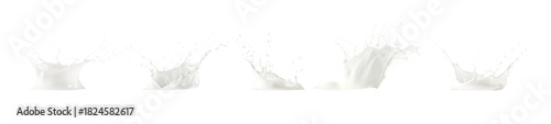 Set of milk splash or cream isolated on white background with clipping path cut out. Design element.