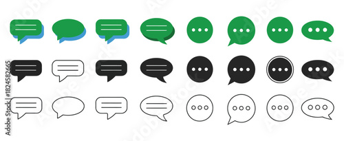 Set of chat message bubbles vector icons, featuring talk bubbles, dialog symbols, online communication, conversation, sms, group chat, notification icons, web icon set
