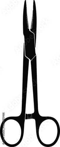 Illustration surgical medical clamp instrument black silhouette vector