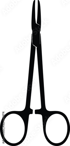 Illustration surgical forceps medical instrument minimalist black silhouette vector