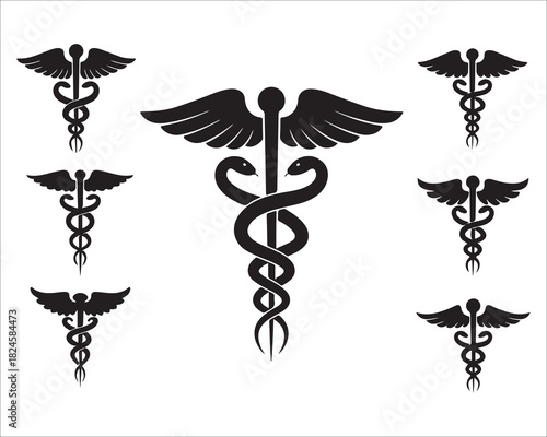 Caduceus medical symbol vector illustration for health care and medicine