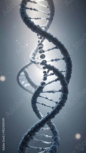 Close-up of a double helix, showcasing genetic structure