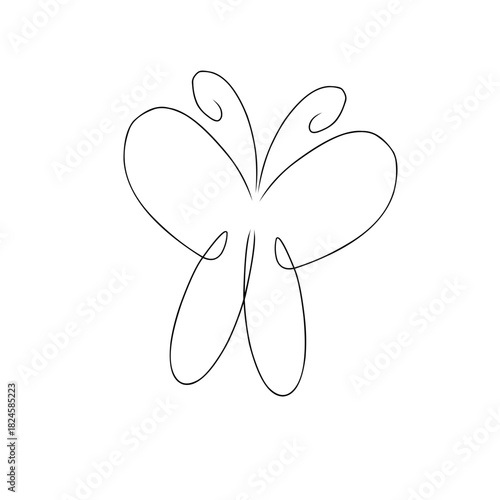 Minimalist Continuous Line Butterfly on white