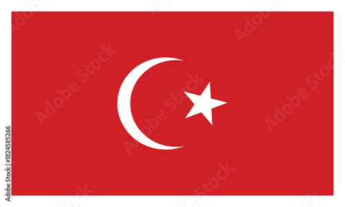 Turkish flag vector with crescent and star on red background, minimalist national symbol design for patriotic themes