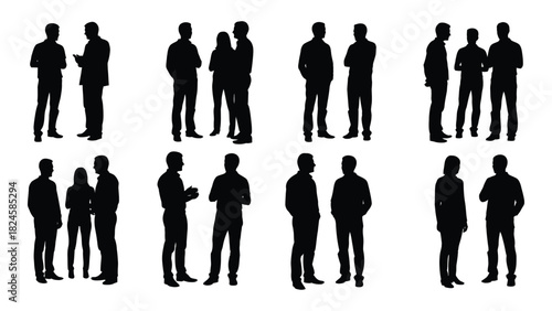 People silhouettes collection isolated on white background, Vector