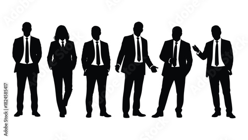 Business team silhouettes isolated on white background, Vector