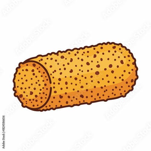 Delicious golden brown crispy fried croquette snack food illustration.