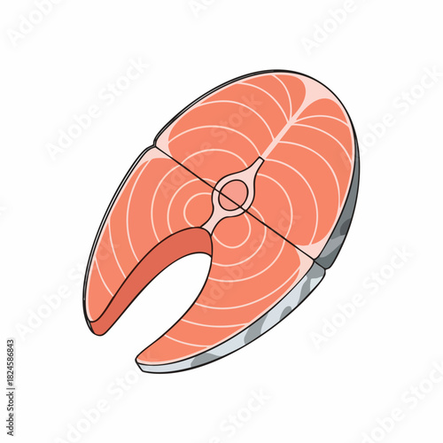 Freshly cut salmon steak with visible texture and detail.