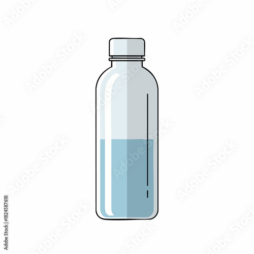 Clear plastic water bottle half full with refreshing blue liquid.