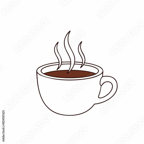 Steaming Cup of Coffee Illustration with Handle and Aromatic Vapor.