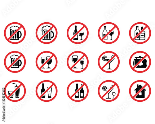 Free Download No alcohol beverage signs vector illustration isolated on white background - GFXLoad